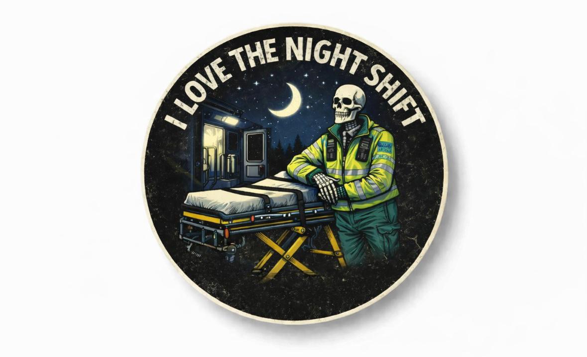Night shift ambulance humour sticker example