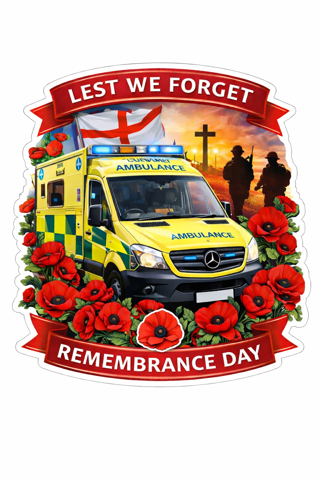 Remembrance themed ambulance and cadet sticker from Paramind Medical Ltd