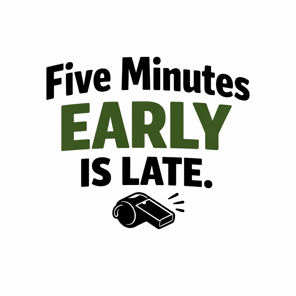 Emergency services humour sticker about being early for duty